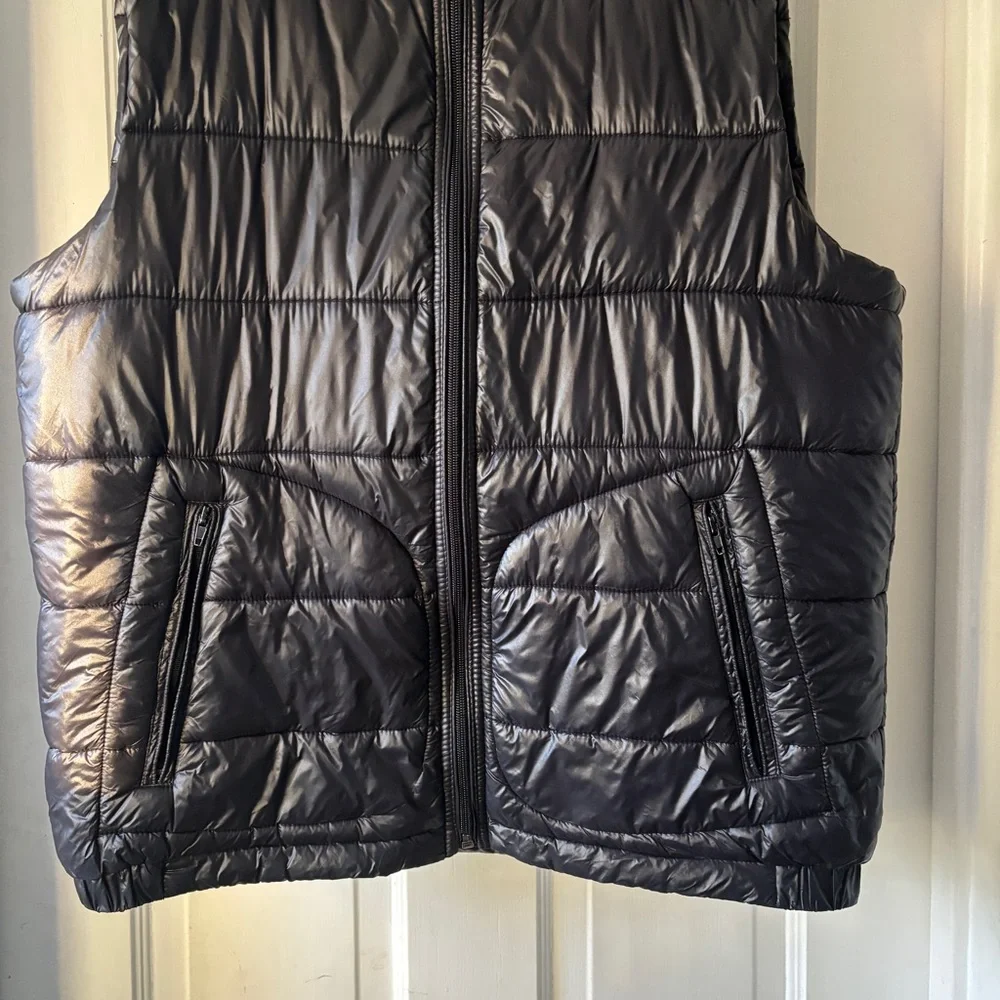 Scotch & Soda Black Puffer Vest Shiny Nylon Zip-Up Size L